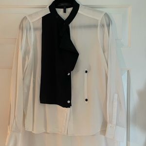 BCBG Sheer long sleeve blouse